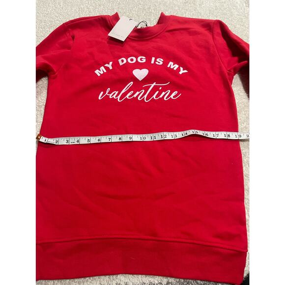 NWT If It Were Me Sweatshirt Womens Sz Small My Dog is my Valentine Pullover Red - Picture 3 of 8